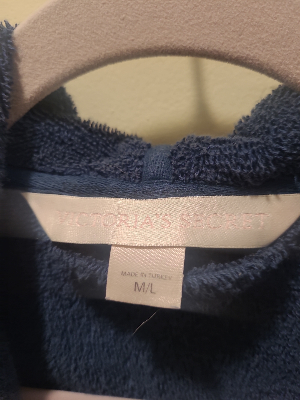 Y2K Victoria’s Secret Navy Blue Long Thick Turkish Terry Cloth Tie Robe M/L - Picture 4 of 12